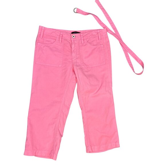 Express Linen Blend Utility Pocket Belted Capri in Hot Pink Size 4 - Picture 1 of 5